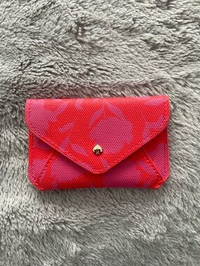 Kate Spade Two-Tone Red and Pink Envelope Wallet with Heart Spade Stud